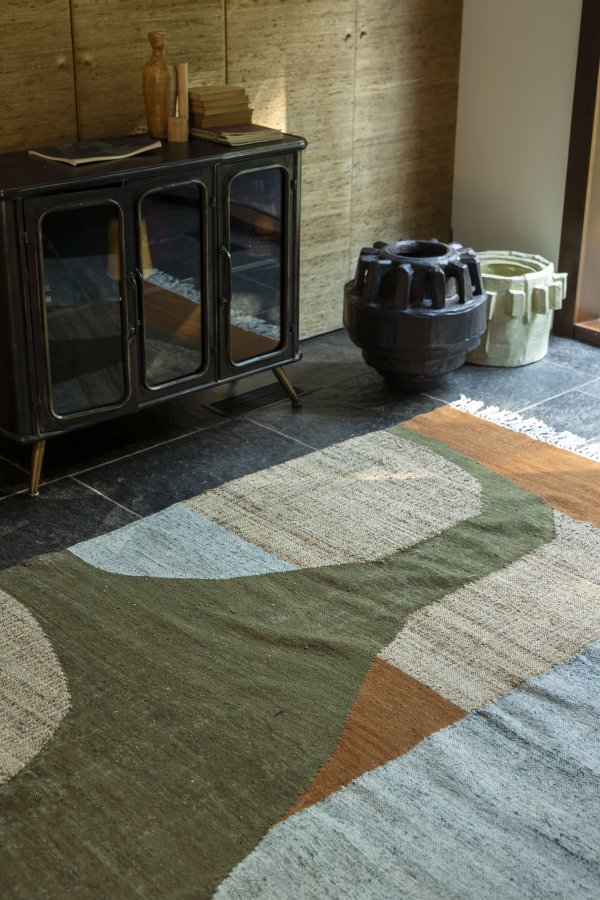 DUTCHBONE Pavillon gulvtppe, rektangulr - brun og multifarvet uld (200x300)