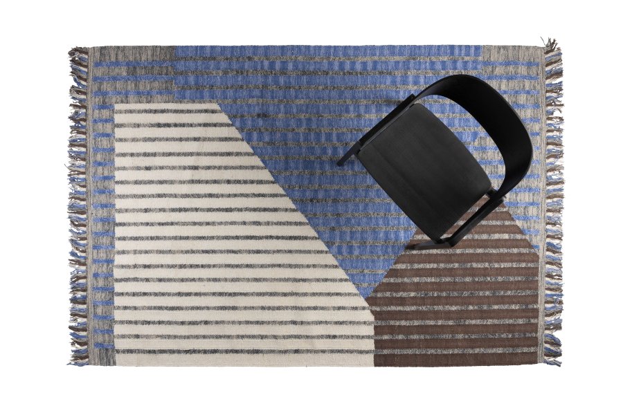 DUTCHBONE Hampton gulvtppe, rektangulr - bl og multifarvet bomuld (160x230)