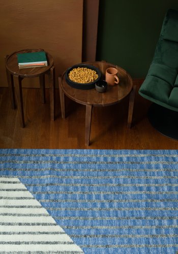 DUTCHBONE Hampton gulvtppe, rektangulr - bl og multifarvet bomuld (160x230)