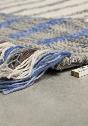 DUTCHBONE Hampton gulvtppe, rektangulr - bl og multifarvet bomuld (200x300)