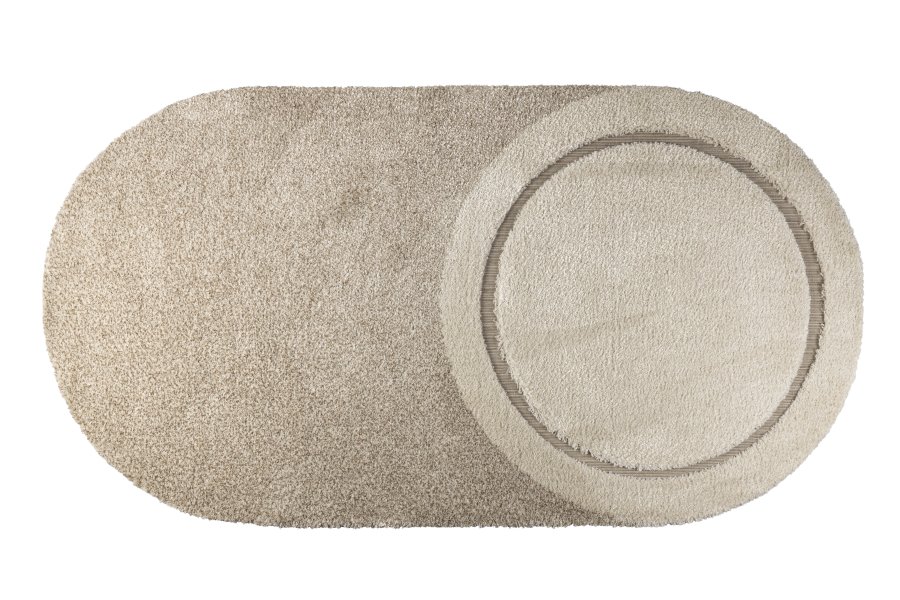 ZUIVER Spark gulvtppe, m. mnster, oval - beige uld (160x300)