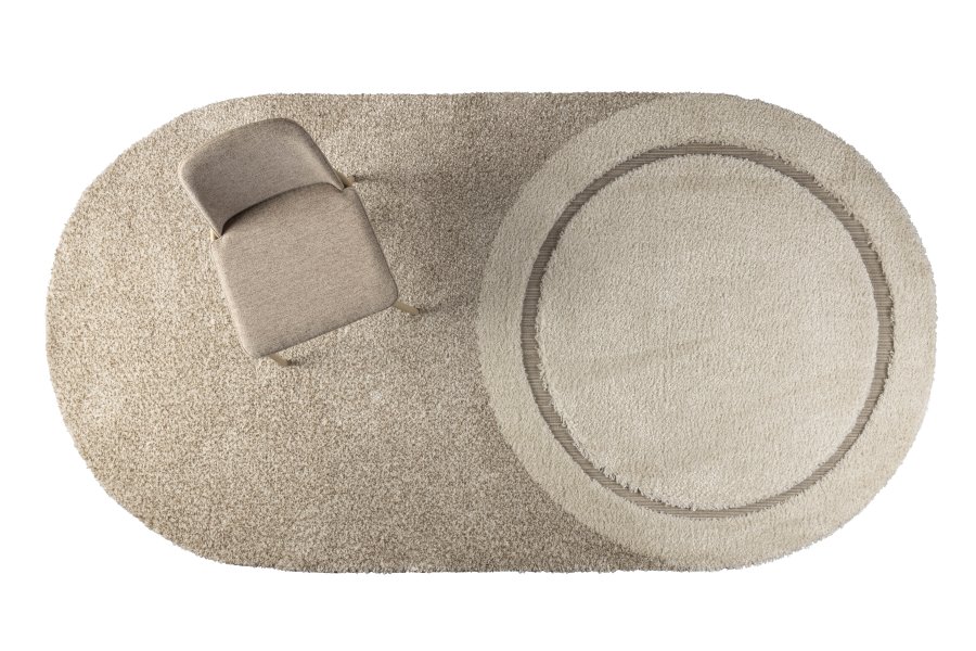 ZUIVER Spark gulvtppe, m. mnster, oval - beige uld (160x300)