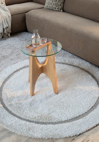 ZUIVER Spark gulvtppe, m. mnster, oval - beige uld (160x300)