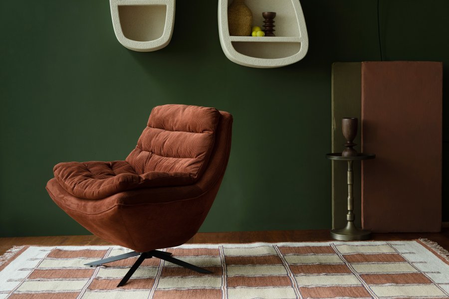 DUTCHBONE Gambit gulvtppe, rektangulr - terracotta og multifarvet bomuld (160x230)