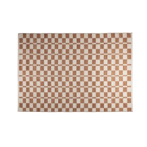 ZUIVER Checker gulvtppe, m. mnster - beige genbrugsplastik (160x230)