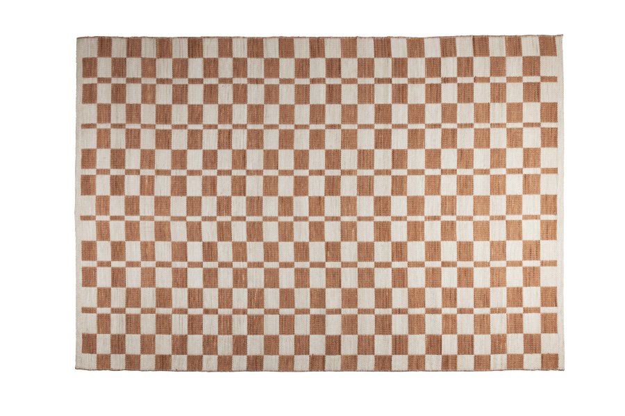 ZUIVER Checker gulvtppe, m. mnster - beige genbrugsplastik (160x230)