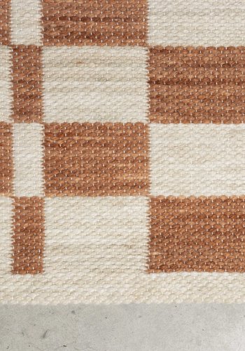 ZUIVER Checker gulvtppe, m. mnster - beige genbrugsplastik (160x230)