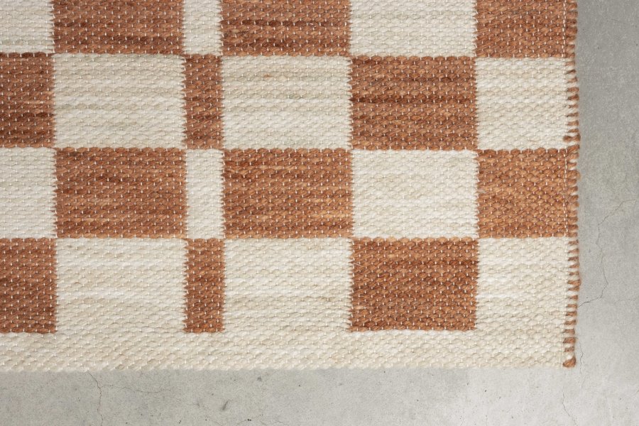 ZUIVER Checker gulvtppe, m. mnster - beige genbrugsplastik (160x230)