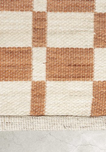 ZUIVER Checker gulvtppe, m. mnster - beige genbrugsplastik (160x230)