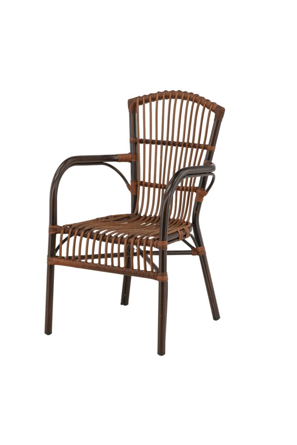 VENTURE DESIGN Galera havestol, m. armln - brun polyrattan og aluminium