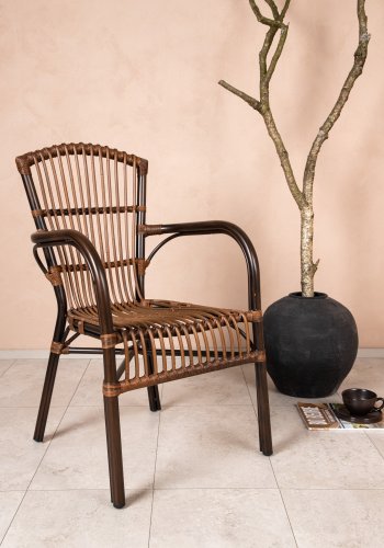 VENTURE DESIGN Galera havestol, m. armln - brun polyrattan og aluminium