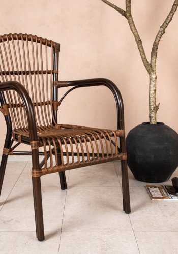 VENTURE DESIGN Galera havestol, m. armln - brun polyrattan og aluminium