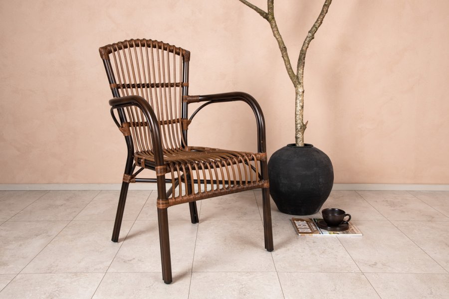 VENTURE DESIGN Galera havestol, m. armln - brun polyrattan og aluminium