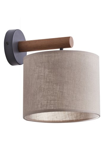 TK Deva vglampe - natur stof/fyrretr og sort stl
