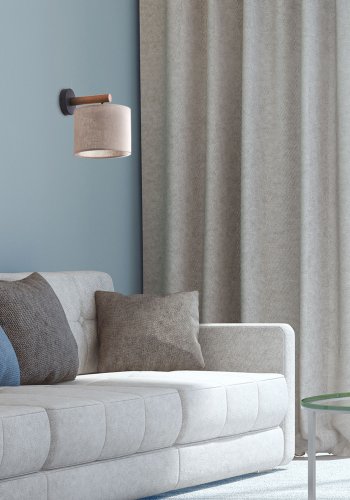 TK Deva vglampe - natur stof/fyrretr og sort stl