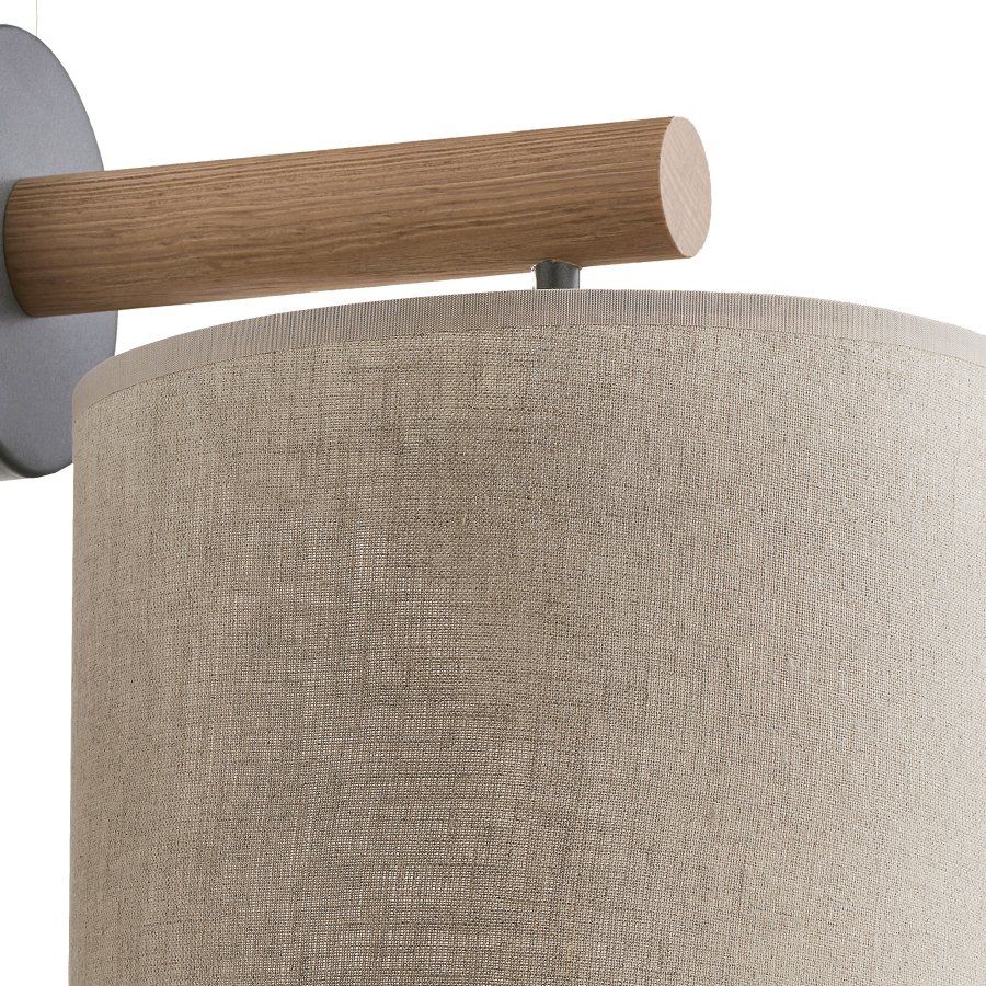 TK Deva vglampe - natur stof/fyrretr og sort stl