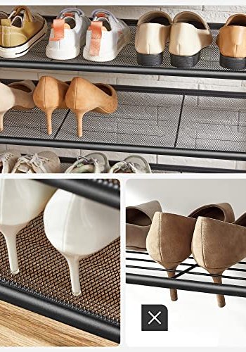 VASAGLE entréopstilling, m. 5 dobbeltkroge og 6 hylder - brun spnplade og sort stl