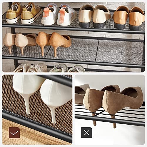 VASAGLE entréopstilling, m. 5 dobbeltkroge og 6 hylder - brun spnplade og sort stl