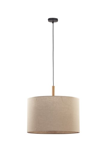 TK Deva loftlampe, rund - natur stof/fyrretr og sort stl