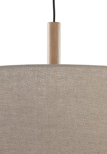 TK Deva loftlampe, rund - natur stof/fyrretr og sort stl