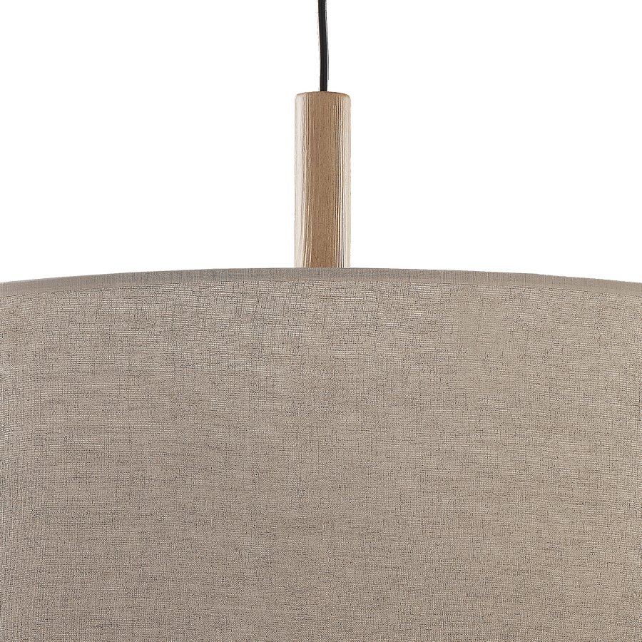 TK Deva loftlampe, rund - natur stof/fyrretr og sort stl