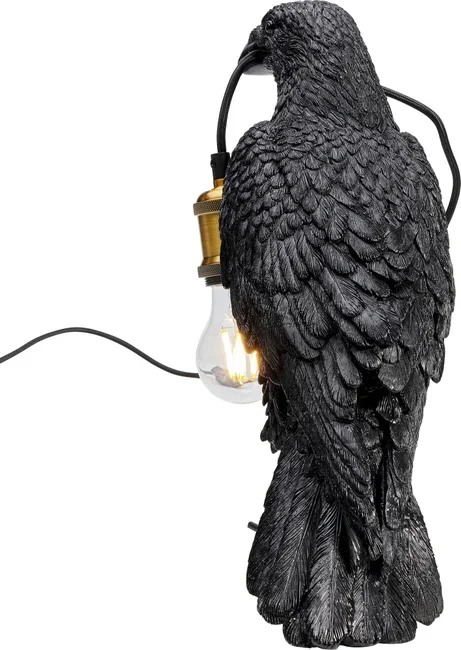 KARE DESIGN Animal Crow bordlampe - mat sort polyresin og kobber aluminium