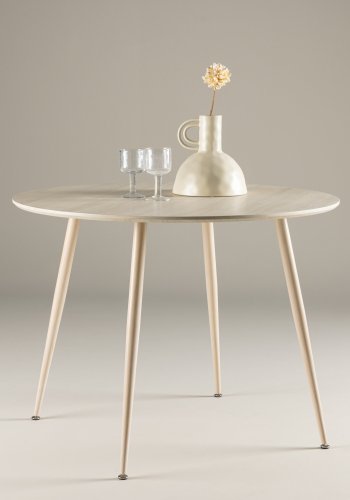 VENTURE DESIGN Plaza spisebord, rund - hvidvasket MDF og stl (100)