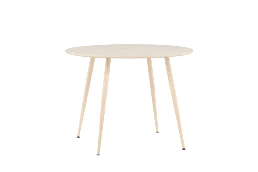 VENTURE DESIGN Plaza spisebord, rund - hvidvasket MDF og stl (100)