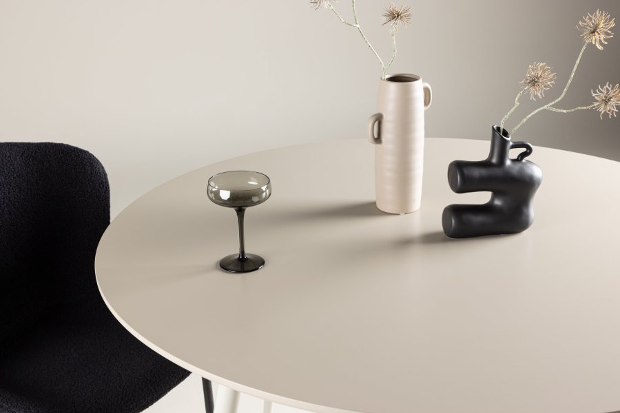 VENTURE DESIGN Plaza spisebord, rund - beige MDF og stl (120)