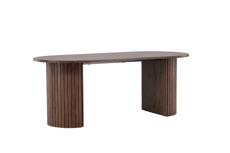 VENTURE DESIGN Härön spisebord, oval - mocca MDF og stl (90x200)