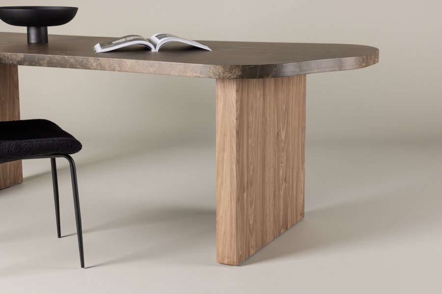 VIND KOLLEKTION Eleonora spisebord, organisk - brun marmor look MDF (100x230)