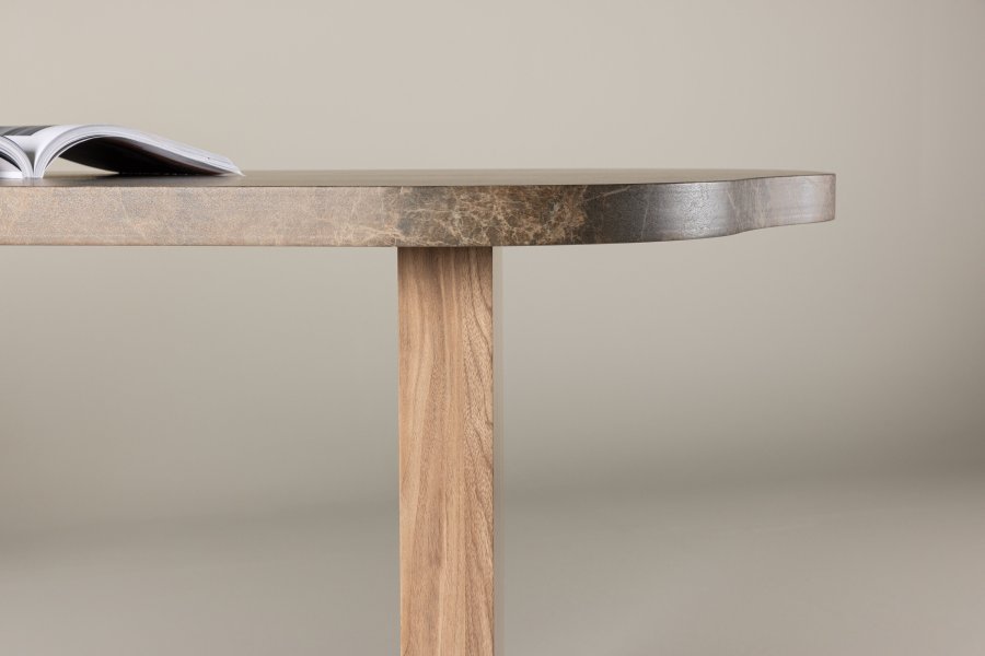 VIND KOLLEKTION Eleonora spisebord, organisk - brun marmor look MDF (100x230)