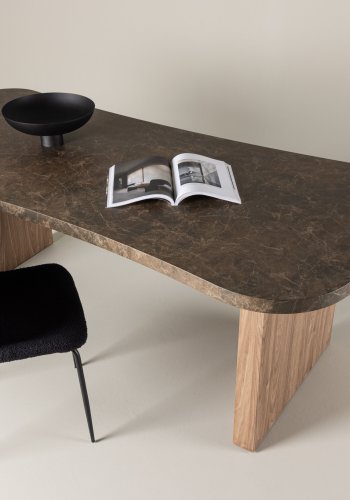 VIND KOLLEKTION Eleonora spisebord, organisk - brun marmor look MDF (100x230)