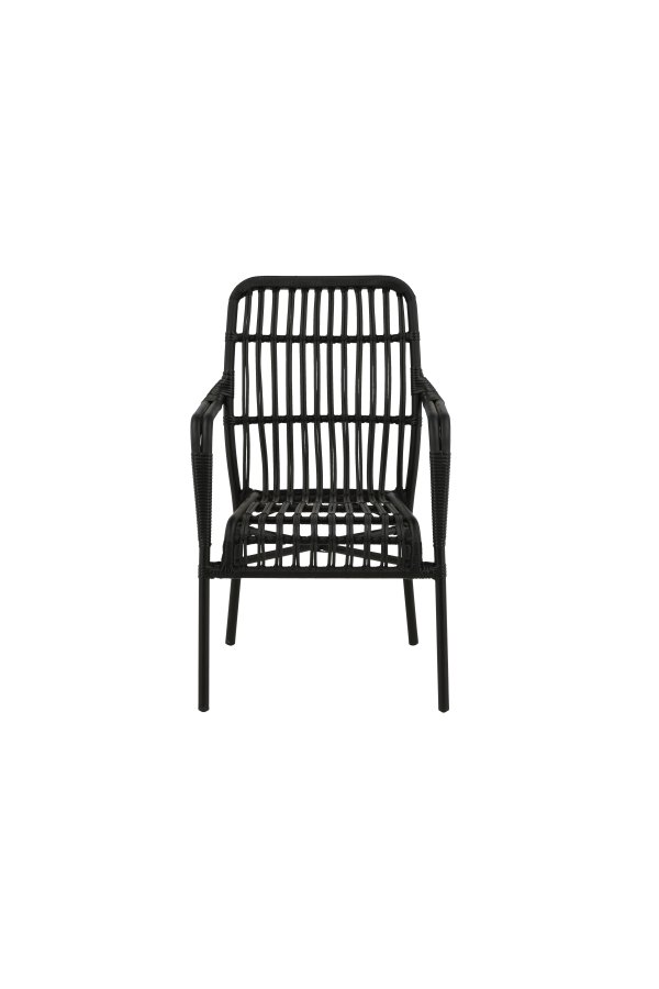 VENTURE DESIGN Rizal udendrs loungestol, m. armln - sort rattan og aluminium