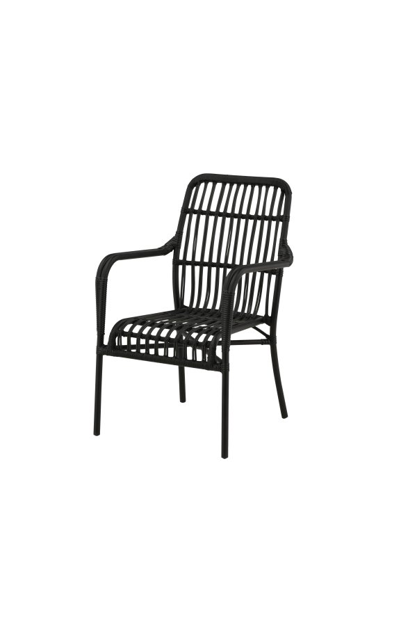 VENTURE DESIGN Rizal udendrs loungestol, m. armln - sort rattan og aluminium