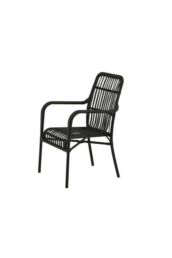 VENTURE DESIGN Rizal udendrs loungestol, m. armln - sort rattan og aluminium