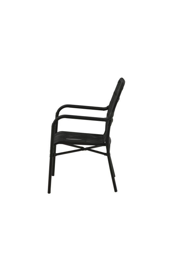 VENTURE DESIGN Rizal udendrs loungestol, m. armln - sort rattan og aluminium