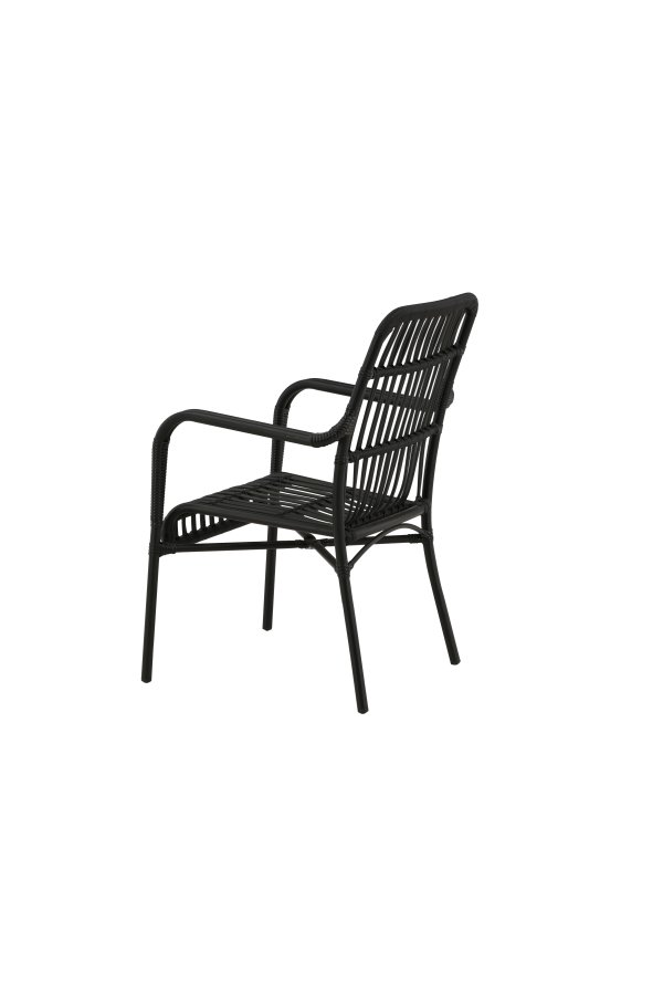 VENTURE DESIGN Rizal udendrs loungestol, m. armln - sort rattan og aluminium
