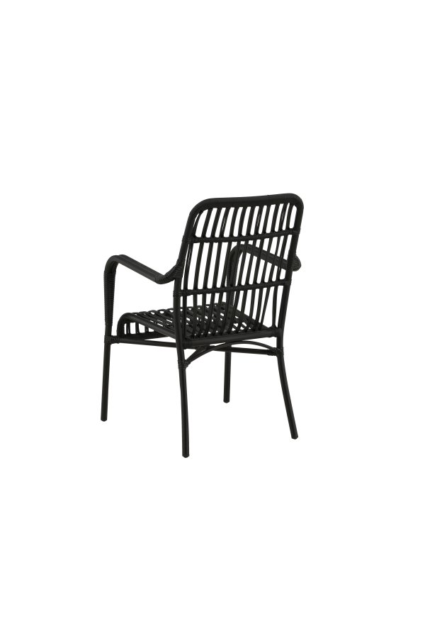 VENTURE DESIGN Rizal udendrs loungestol, m. armln - sort rattan og aluminium