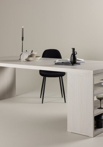 VENTURE DESIGN Mika spisebord, m. 2 hylder - hvidvasket MDF (110x230)