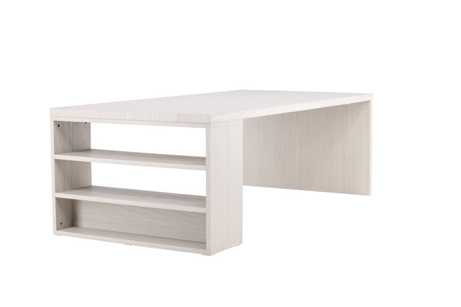 VENTURE DESIGN Mika spisebord, m. 2 hylder - hvidvasket MDF (110x230)