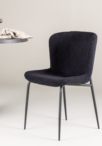 VENTURE DESIGN Modesto spisebordsstol - sort polyester bamsestof og sort stl