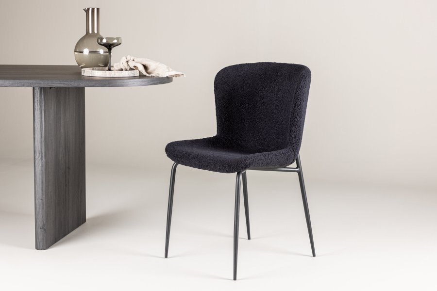 VENTURE DESIGN Modesto spisebordsstol - sort polyester bamsestof og sort stl