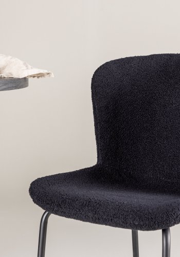 VENTURE DESIGN Modesto spisebordsstol - sort polyester bamsestof og sort stl