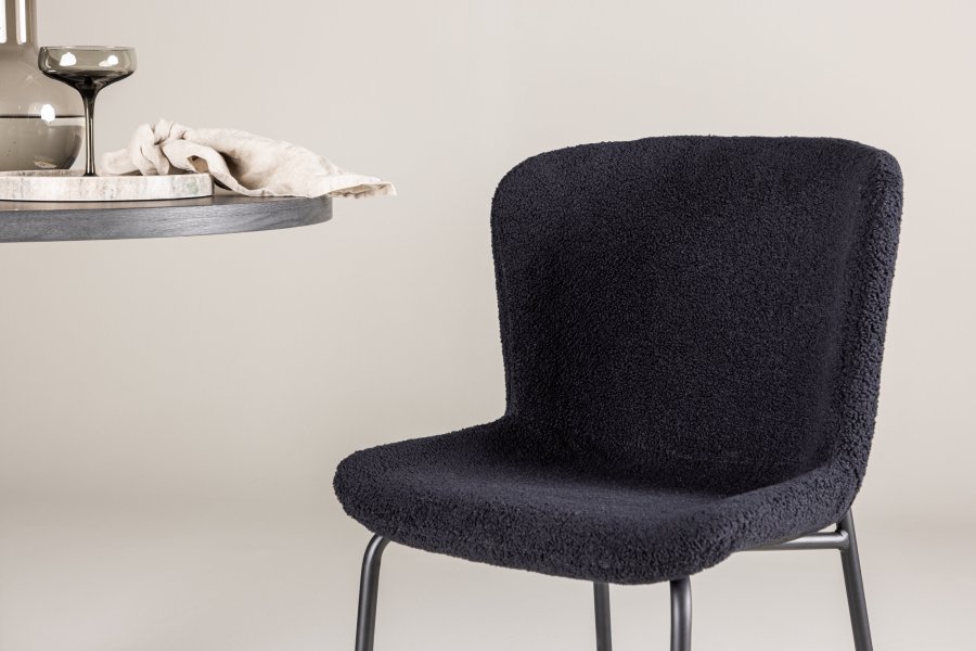 VENTURE DESIGN Modesto spisebordsstol - sort polyester bamsestof og sort stl
