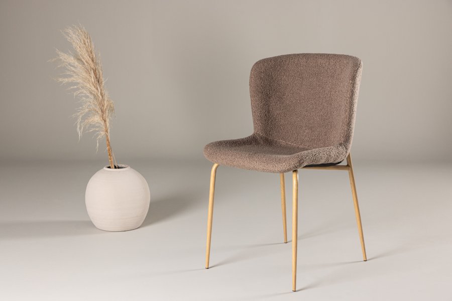VENTURE DESIGN Modesto spisebordsstol - brun polyester bamsestof og mocca stl