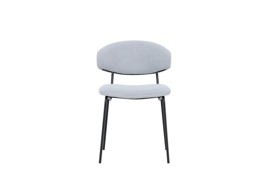 VENTURE DESIGN Chico spisebordsstol - lysebl bouclé stof og sort stl