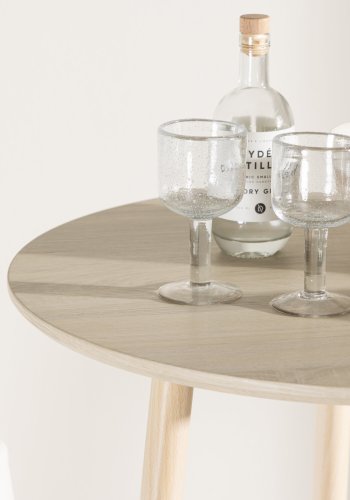 VENTURE DESIGN Plaza barbord, rund - hvidvasket MDF og stl (70)