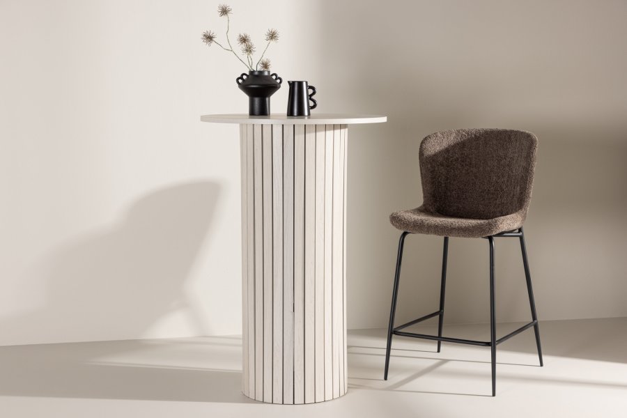 VENTURE DESIGN Härön barbord, runde - hvidvasket MDF og stl (70)