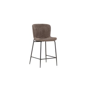 VENTURE DESIGN Modesto barstol, m. rygln og fodsttte - brun bouclé stof og sort stl